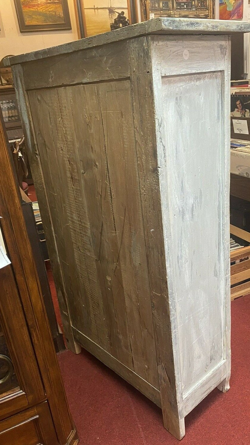 Antique Painted French Provincial Wine Cabinet Bar Rack 28 Bottles Bordeaux