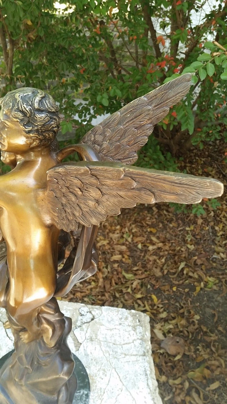 24" Bronze Statue of 2 Lovers or Psyche & Cupid w Marble Base 20 lbs Beautiful!