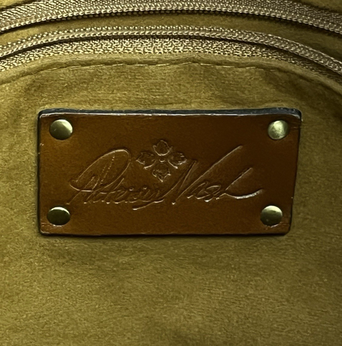 Patricia Nash Tooled Leather Brown Floral Tote Bag w/ Adjustable Strap 11.5"