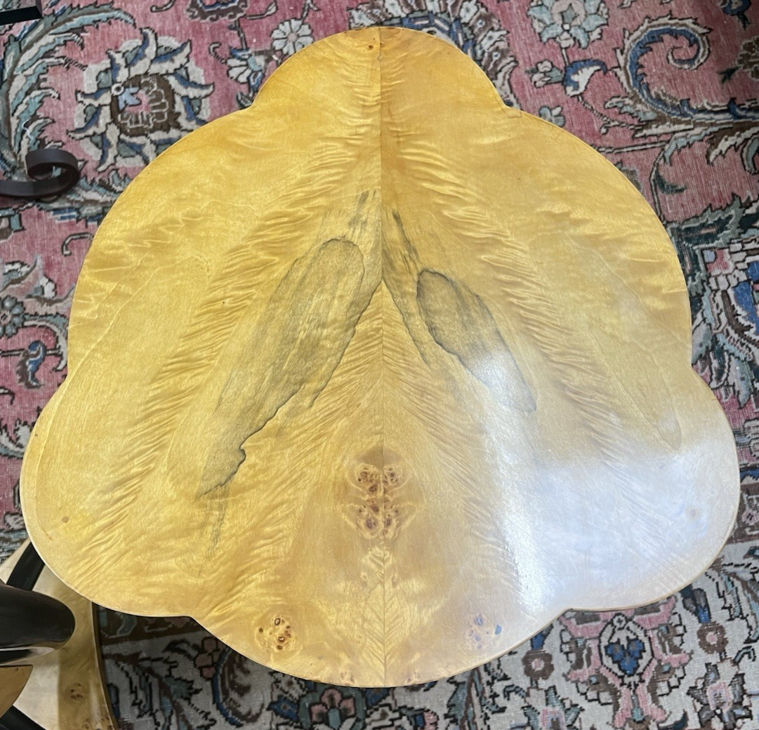 PAIR OF MODERN ART DECO BURL BIRDS EYE MAPLE SIDE END SOFA TABLES