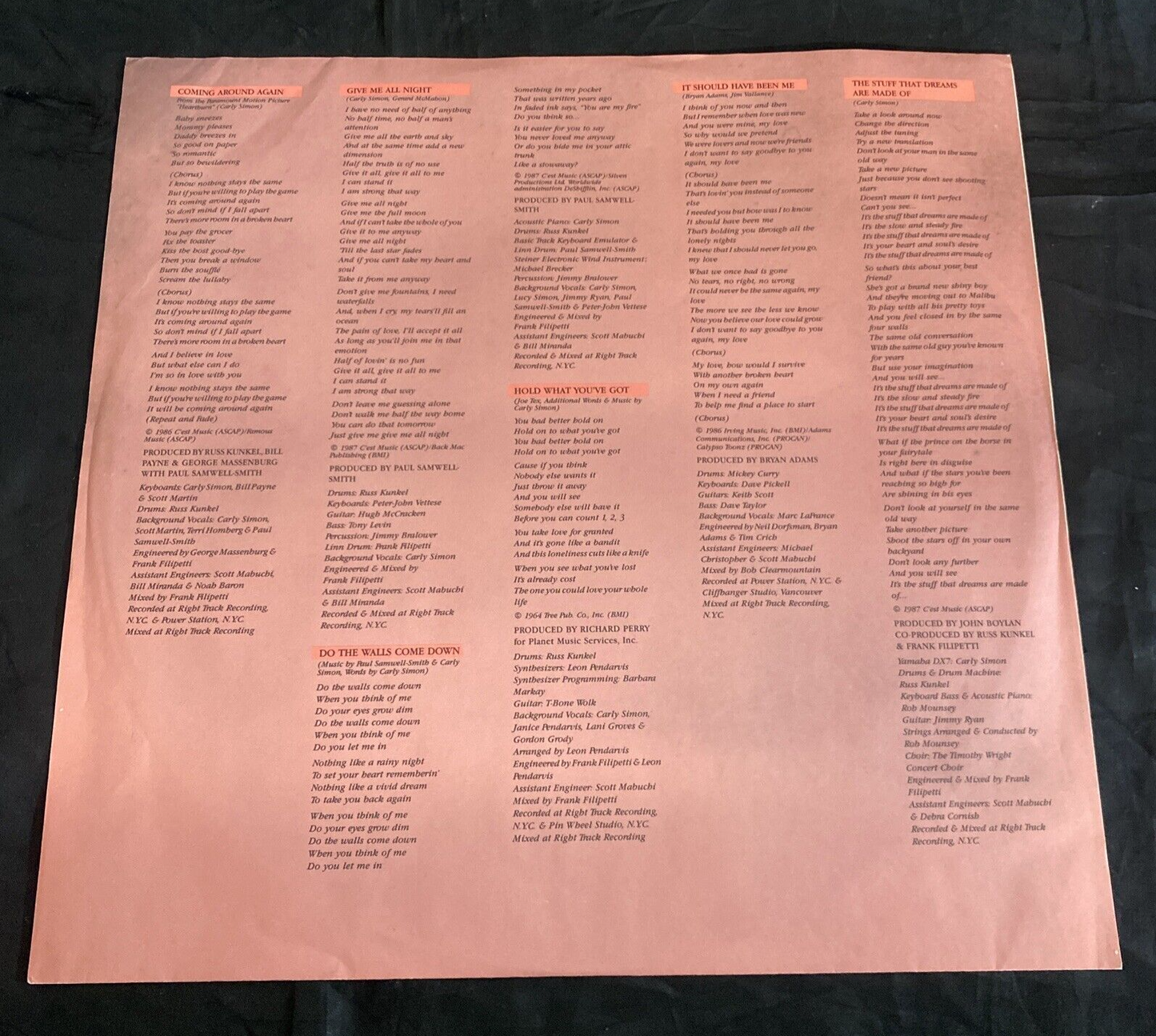 STAMPED PROMO Carly Simon Coming Around Again AL-8443 NM/VG+