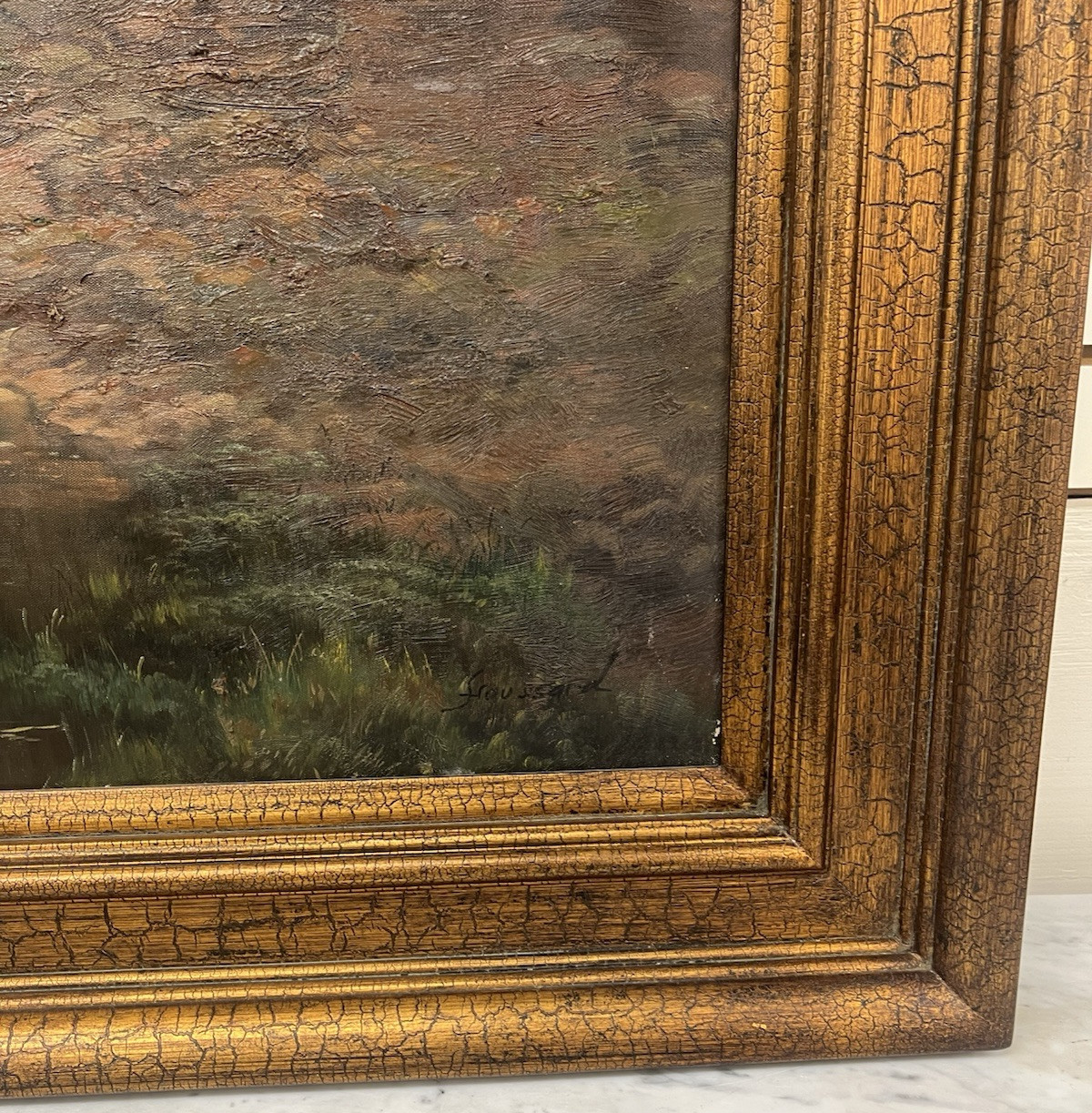 Large Agricultural Pastoral Cows Grazing Oil On Canvas Painting 58" x 70" CL6