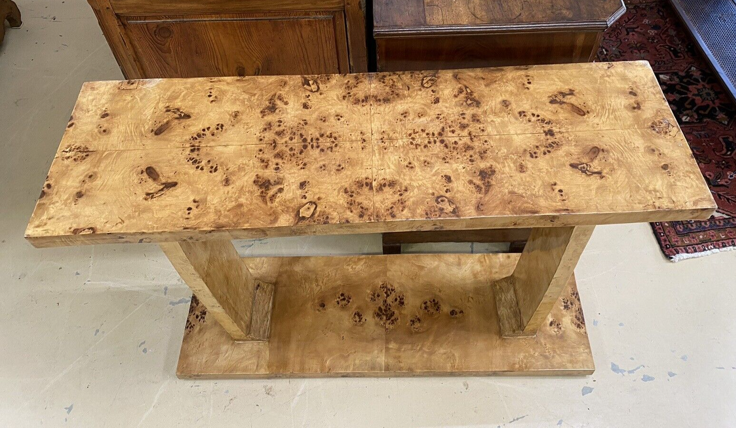 Art Deco Inspired Burled Birds Eye Maple Entryway Console 20th C. A5