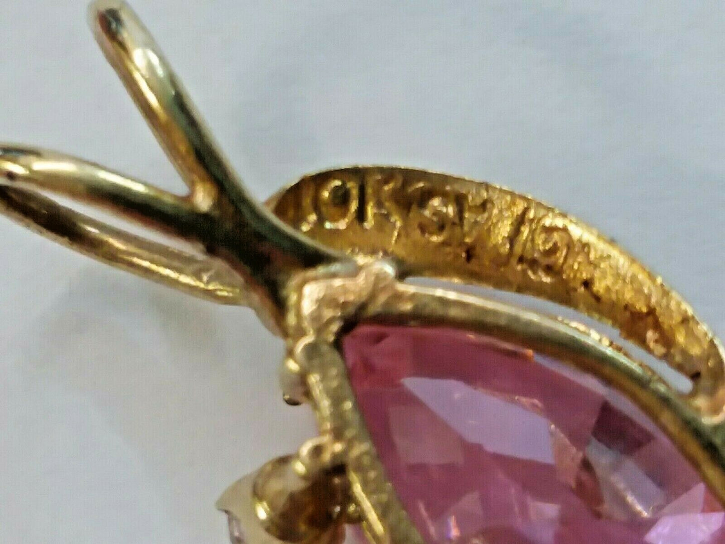 10k Pink Ice CZ Pendant .75" 3.20 grams