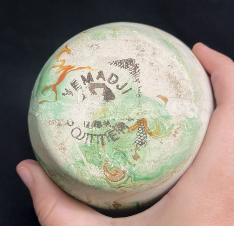 Signed Nemadji Pottery Southwestern Double Spout Wedding Vase Jug 6.25"