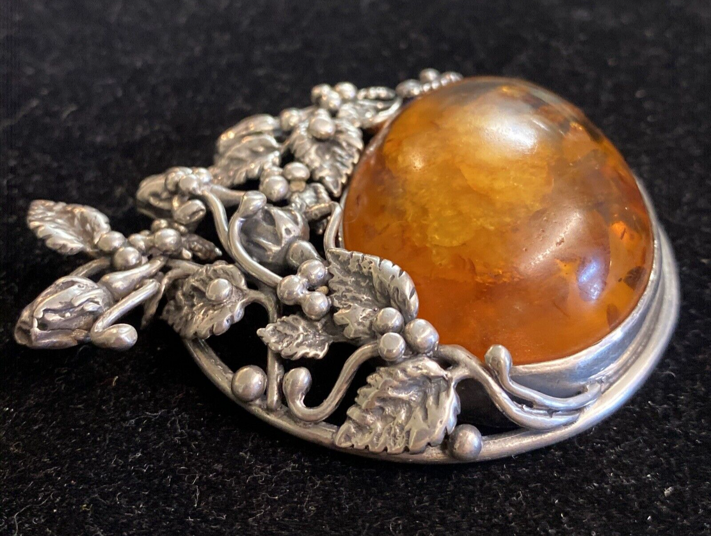 Prehistoric Authentic Baltic Amber & Sterling Silver 3" Pendant Handcrafted 61g