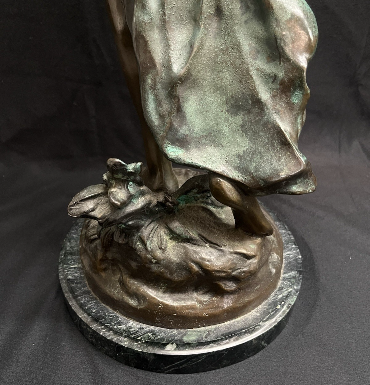 PB1 Auguste Moreau Large Bronze "Woman with Vessel" Statue w/ Marble Base 36"