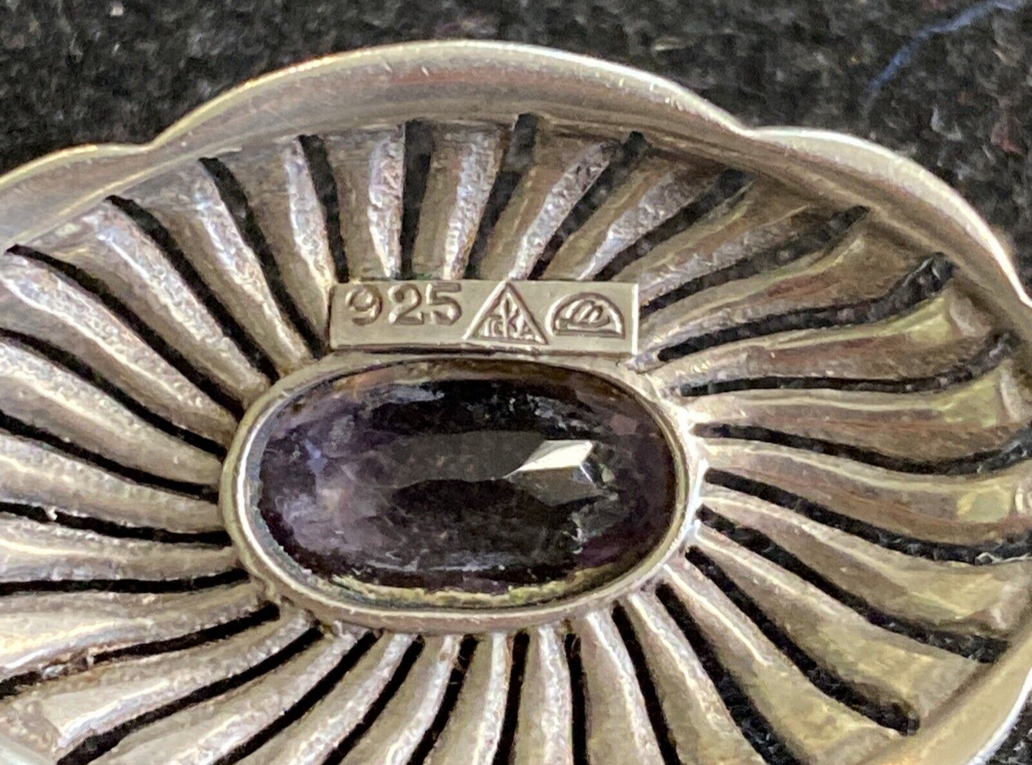 Victorian Sterling Silver & Amethyst Pendant 19th. Century 5.1g JM3