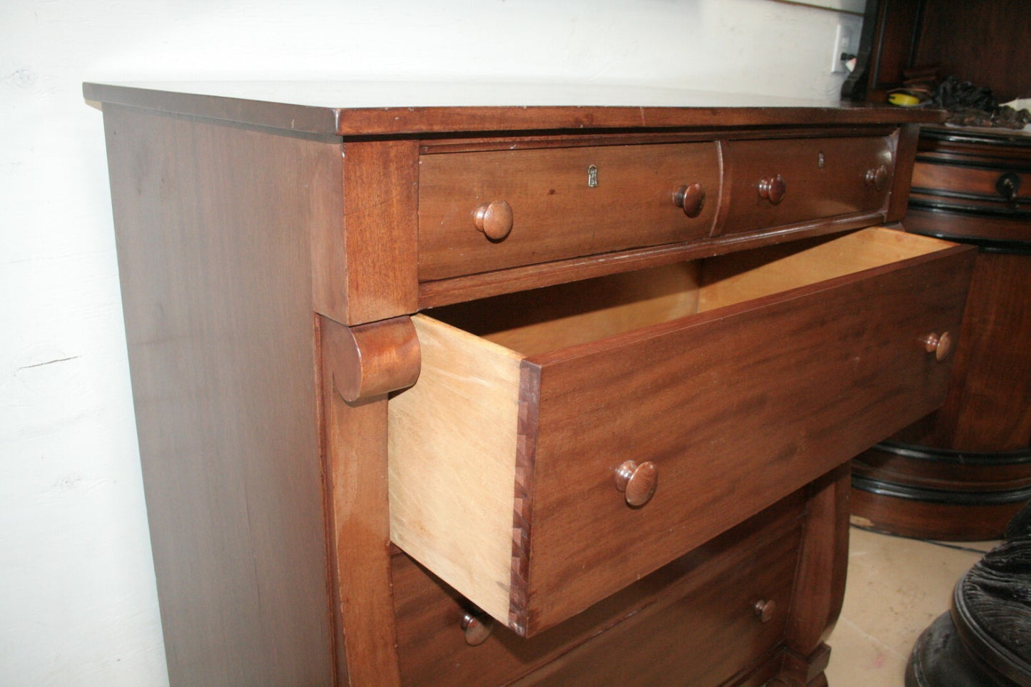 Antique American Mahogany 5 Drawer Chest late 1800's H 41" x W 38" x D22"