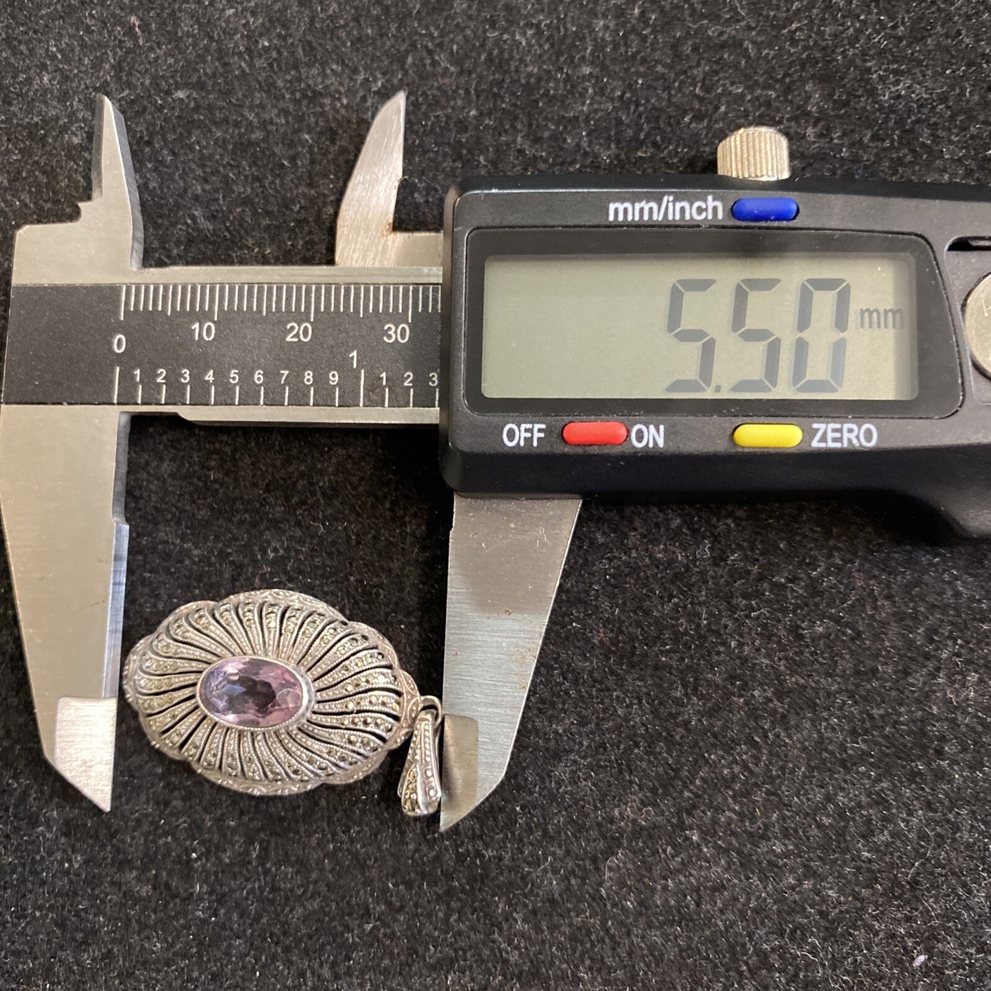 Victorian Sterling Silver & Amethyst Pendant 19th. Century 5.1g JM3