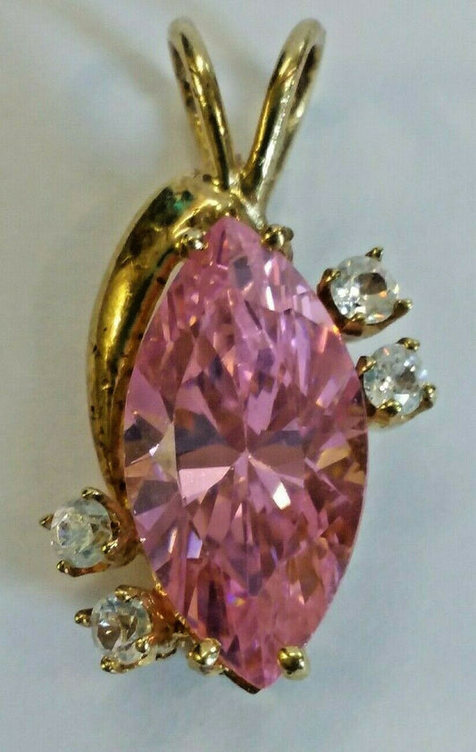 10k Pink Ice CZ Pendant .75" 3.20 grams