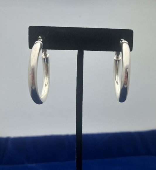 Italian Round 40mm .925 Sterling Hoop Earrings 8.25g