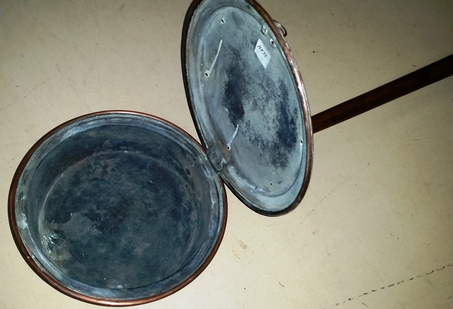 Hand-Made Copper Bed Warmer 45" long Pan 11" diameter 1800's