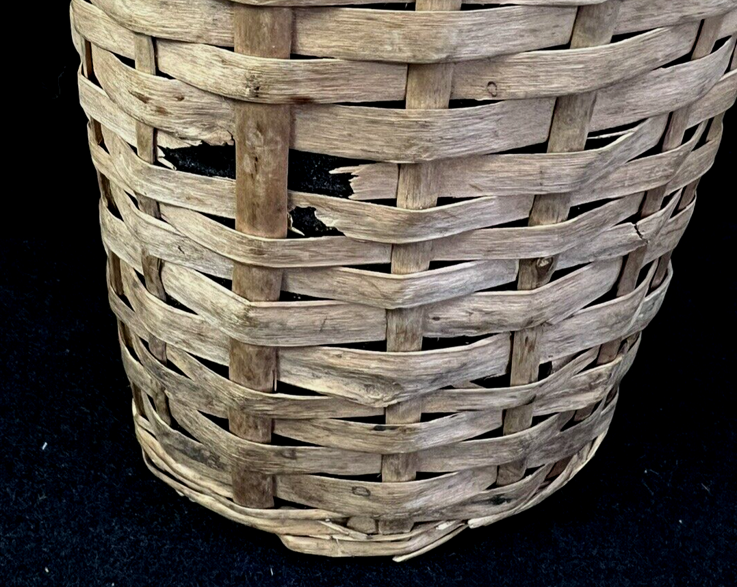 FRENCH ANTIQUE DEMIJOHN WICKER BOTTLE 11", GREEN GLASS, MADE IN FRANCE