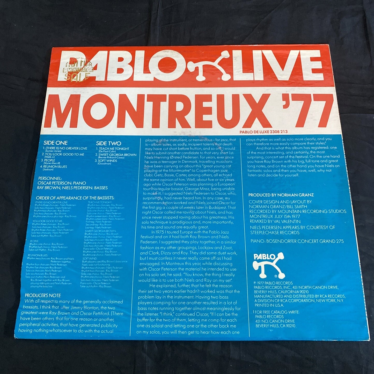 PROMO OSCAR PETERSON - MONTREUX '77 - PABLO LIVE RECORDS 2308 213 1977