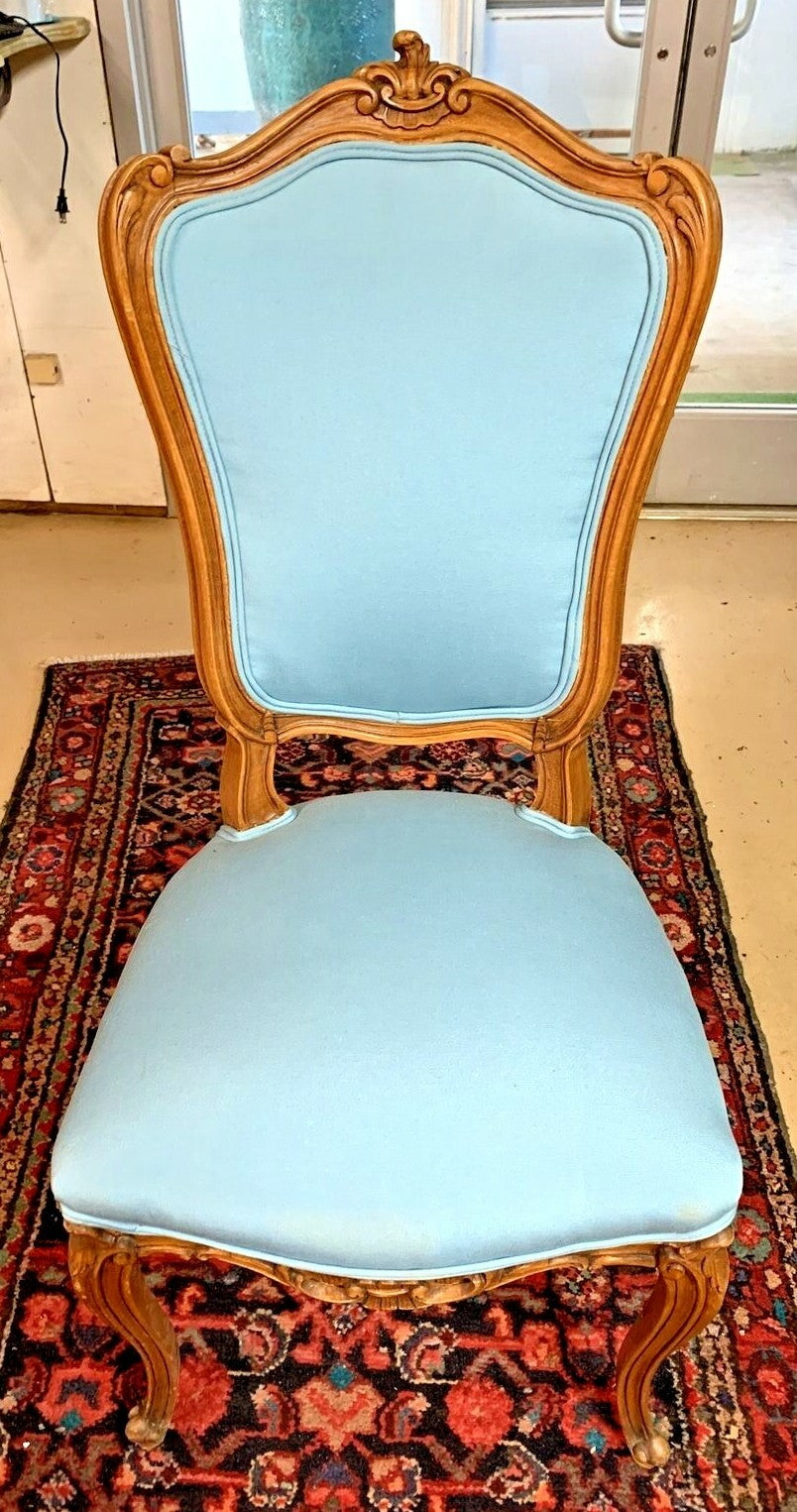 Set of 6 Louis XV style French Walnut Carved Side Chairs