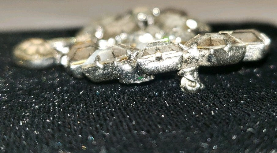 Vintage Signed Weiss Smoky Gray & Crystal Rhinestone Brooch Prong Set