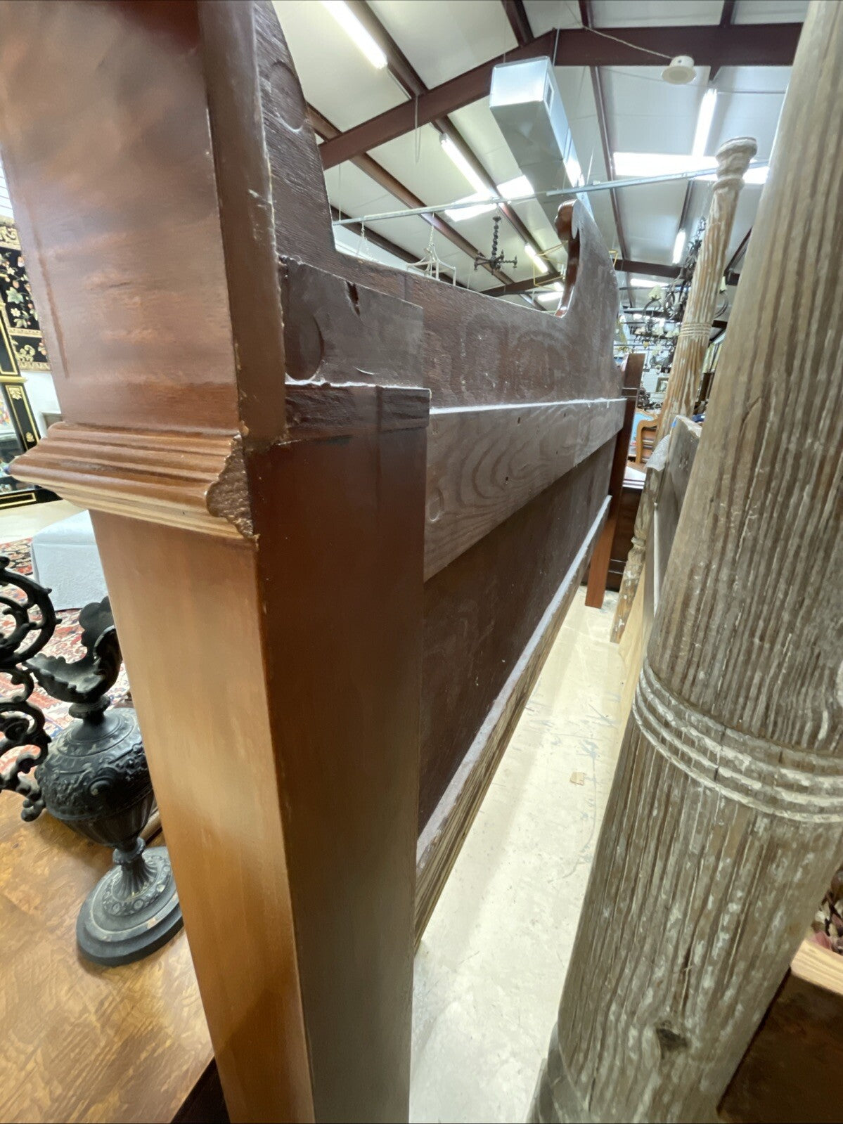 Double Queen Size Custom Paneled Crotch Mahogany Headboard FS7