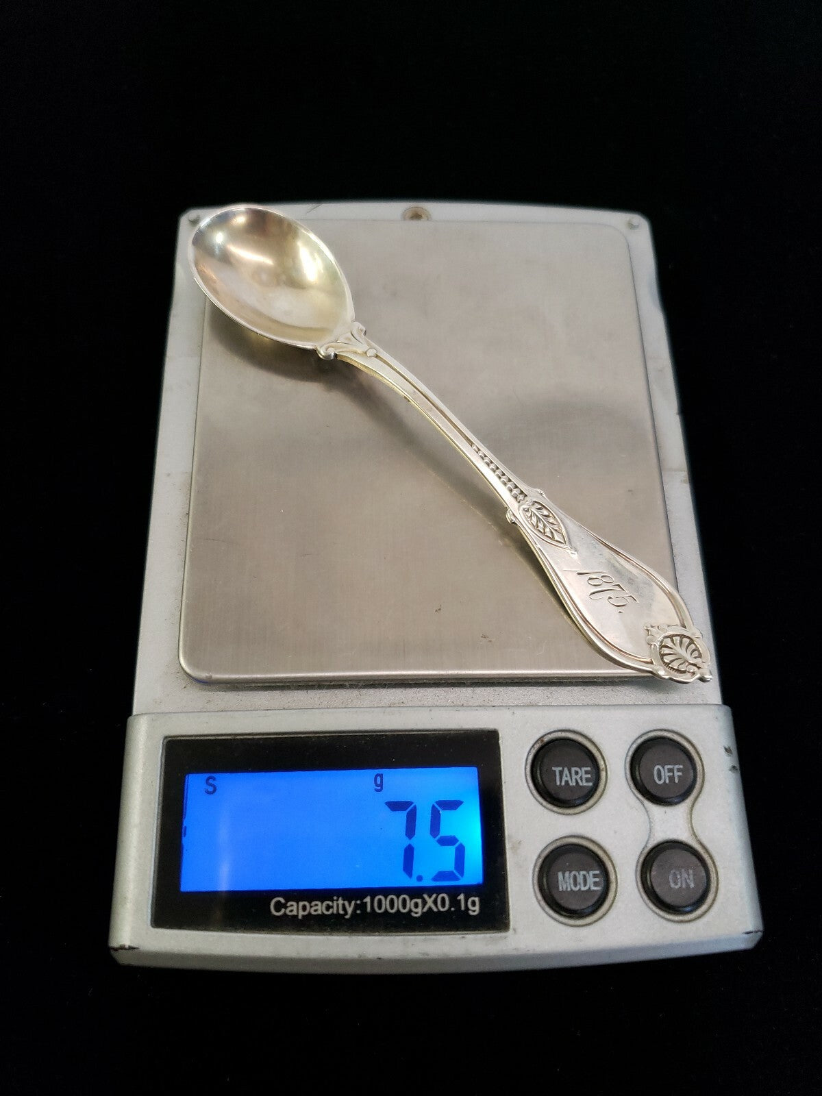 Armor by Whiting Pair Sterling Silver Salt Spoons Mono 1875 GW bowls