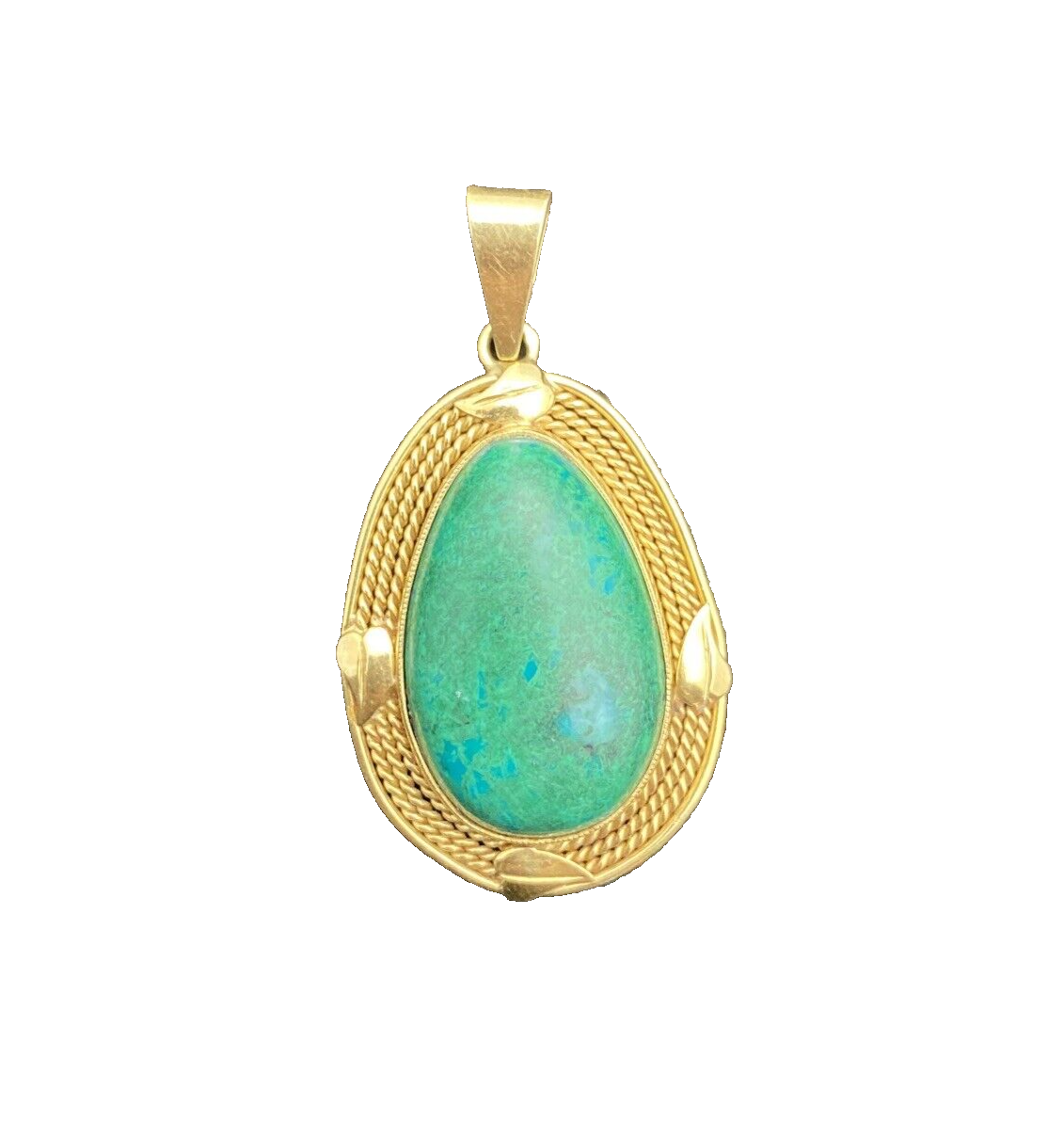14k Gold VTG Israel Eilat Stone Cabochon Pendant Fine Jewelry 7.5g total