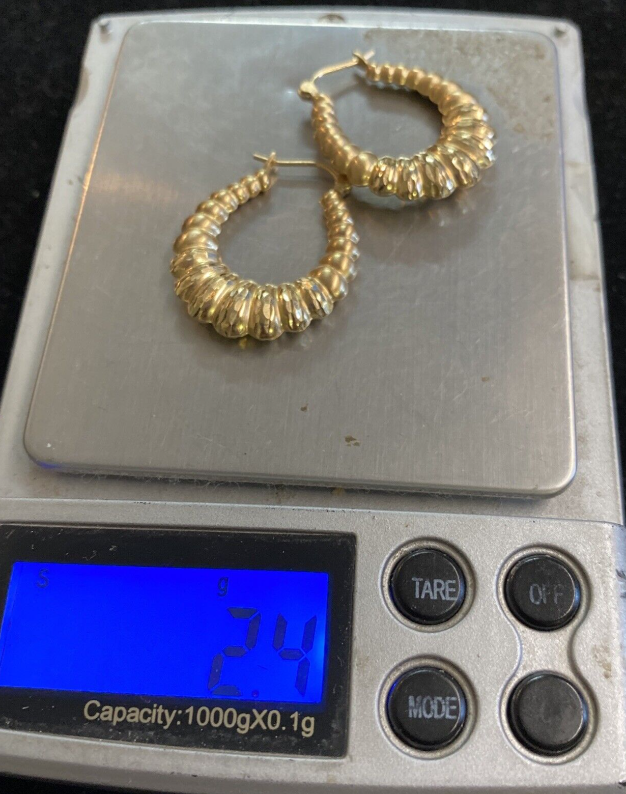 14K Yellow Gold Hoop Earrings 2.4g