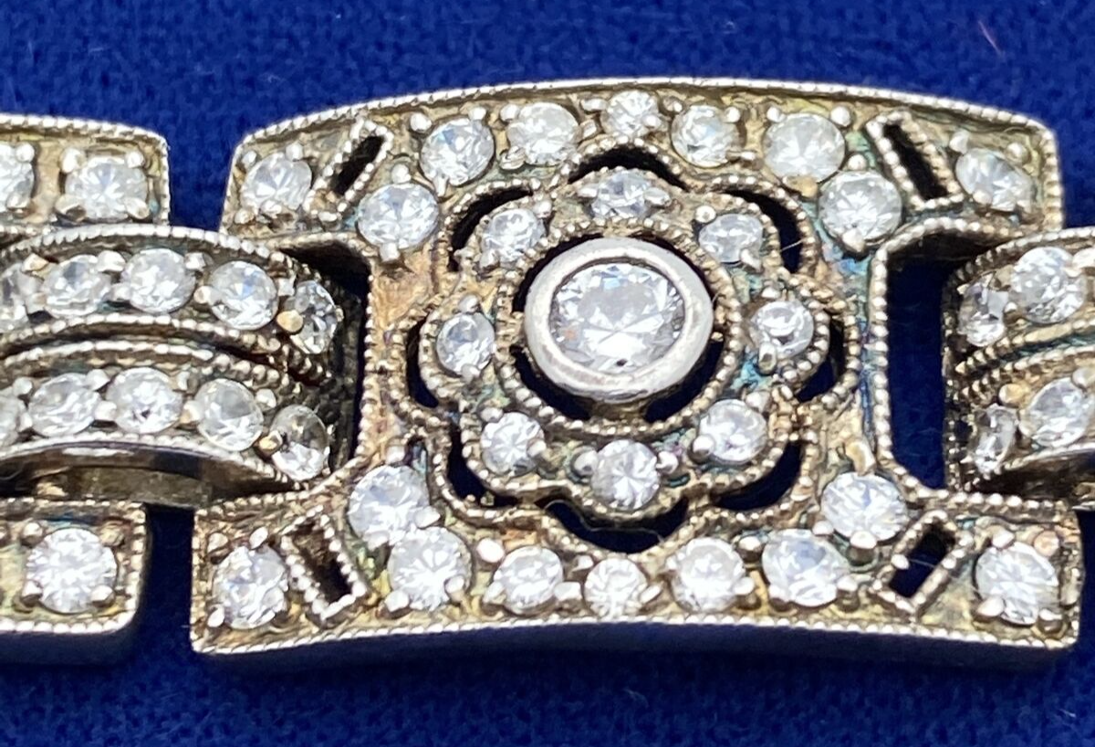 Vintage Sterling Diamante Rhinestone 7.5 "  Bracelet looks like diamonds
