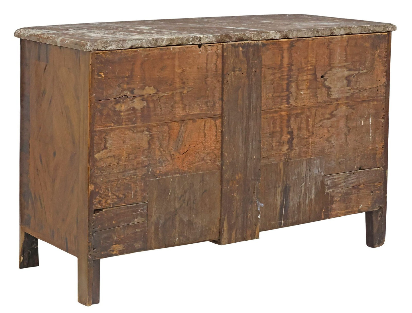 ANTIQUE FRENCH LOUIS XIV MARBLE-TOP BURLED WOOD COMMODE CHEST OF DRAWERS 19th C