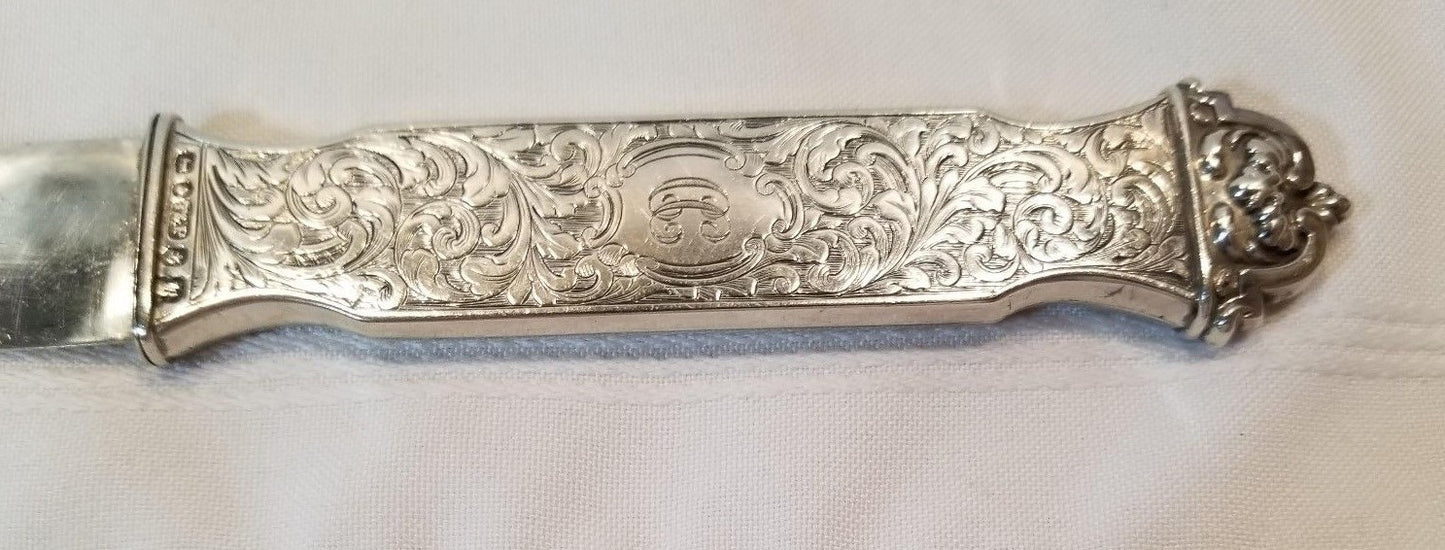 Early Antique English Sterling Silver Letter Opener - 1841 Birmingham Hallmark