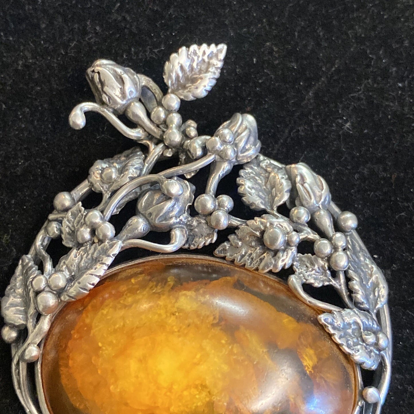 Prehistoric Authentic Baltic Amber & Sterling Silver 3" Pendant Handcrafted 61g