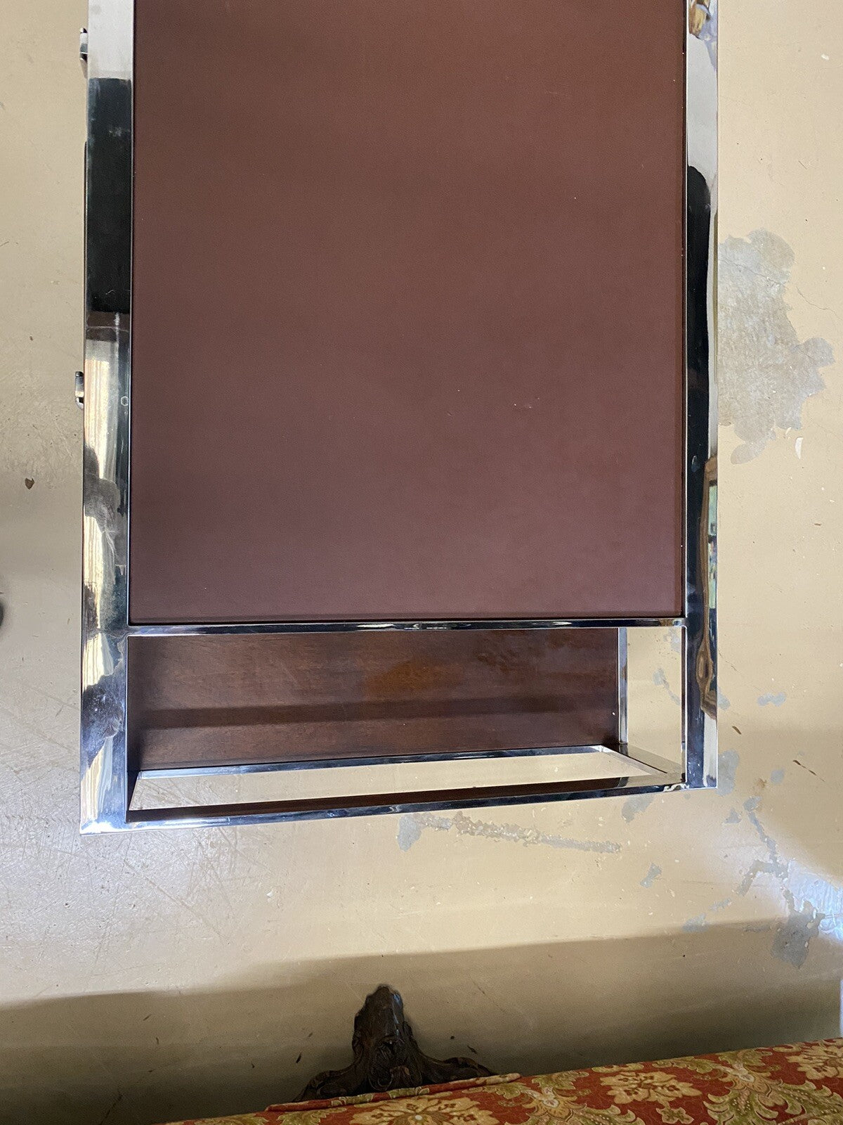 FRENCH MODERN CHROME & LEATHER COFFEE TABLE