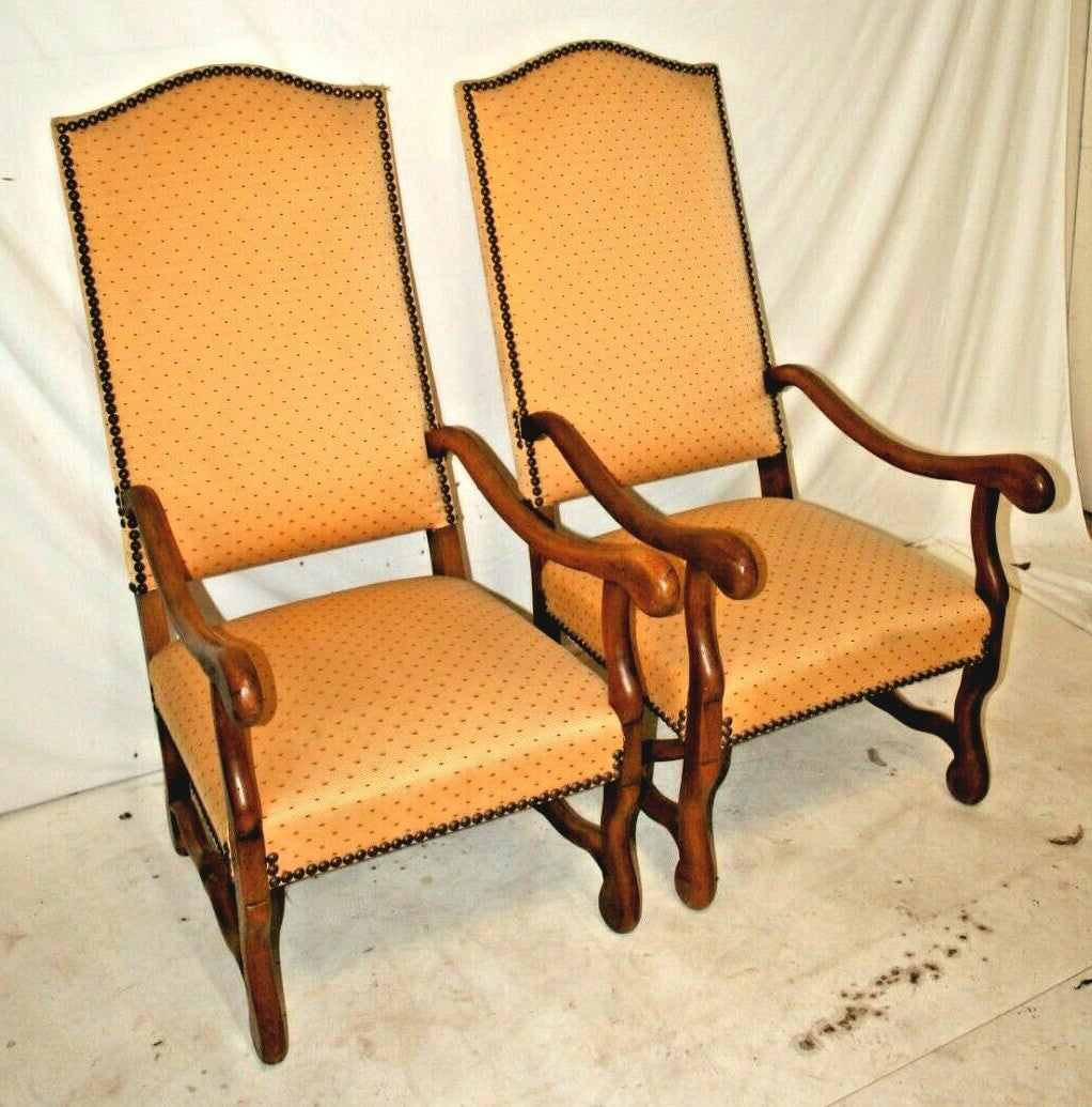 Pair of Antique French Walnut Sheep Bone Chairs Os du Mouton