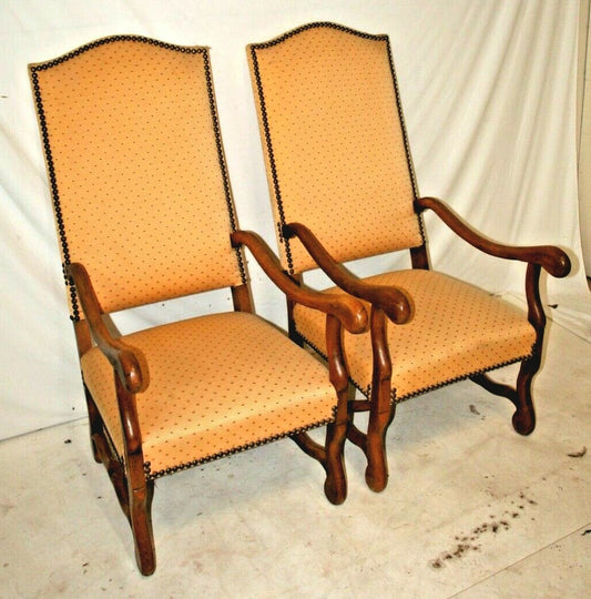 Pair of Antique French Walnut Sheep Bone Chairs Os du Mouton