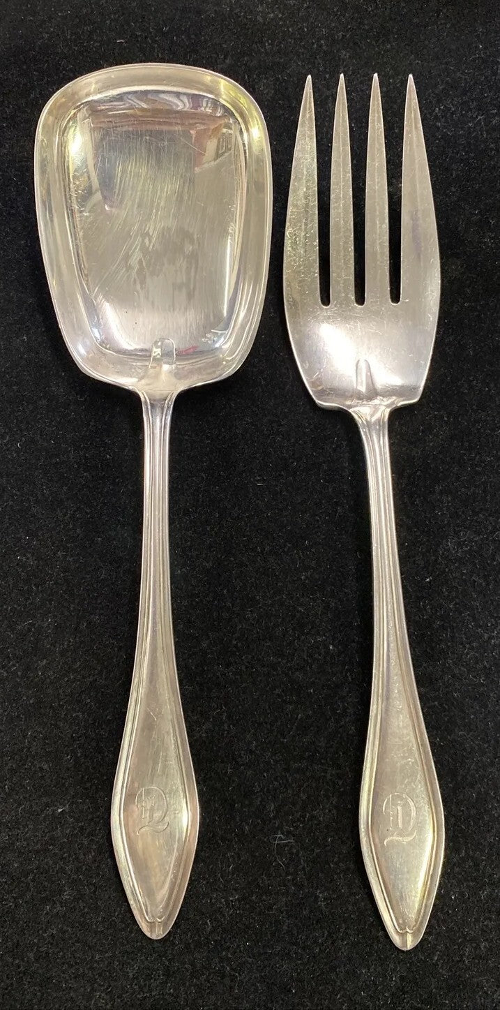 Towle Sterling "Mary Chilton" Pattern Solid Salad Serving Set  Fork & Spoon  PC1