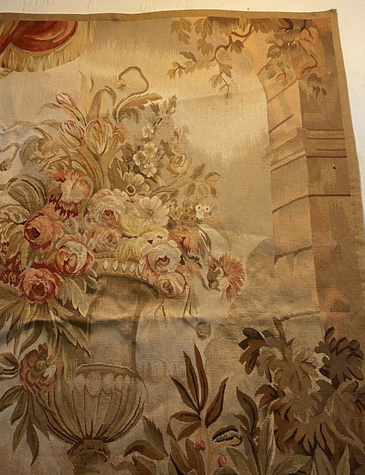 Large Oriental Aubusson Design Floral Tapestry 74x74"