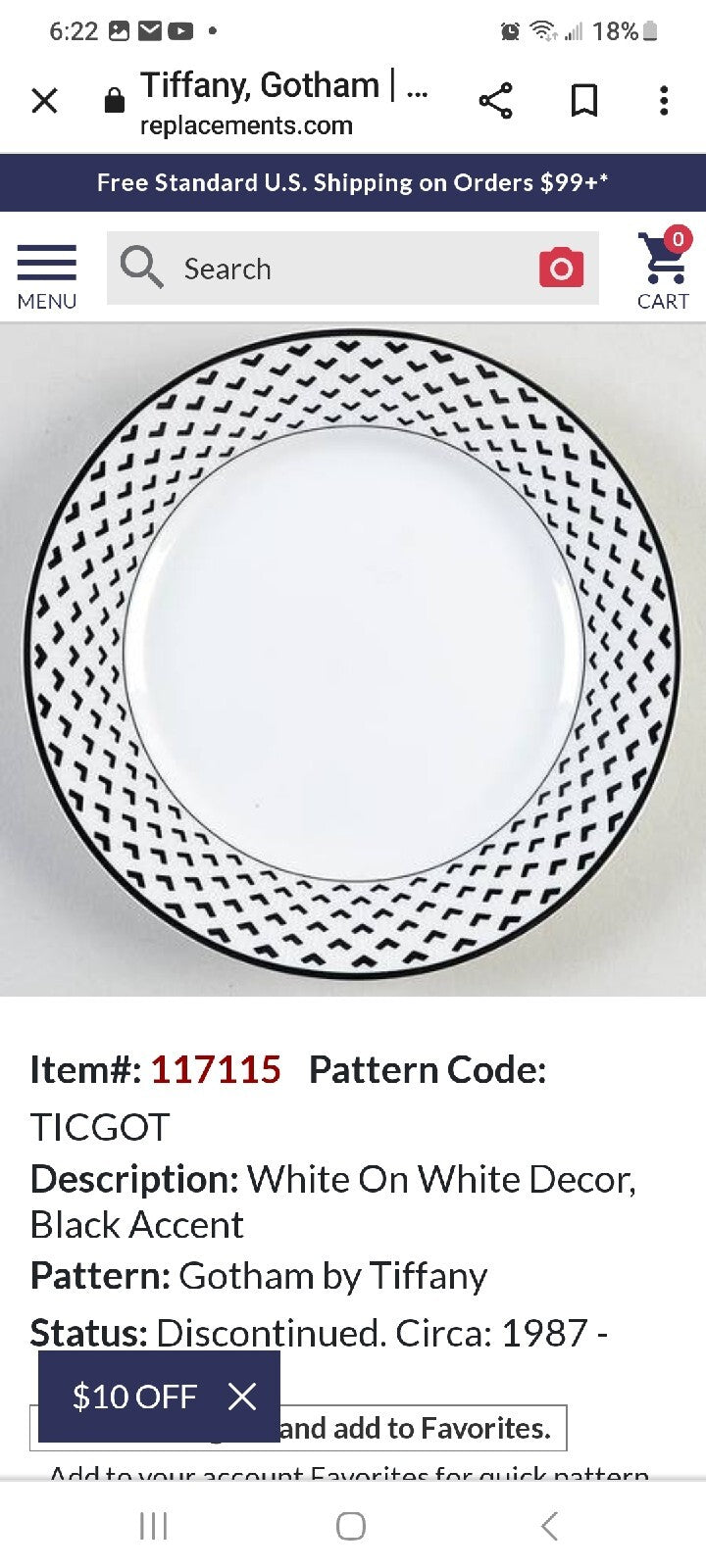 8 pcs Tiffany & Co. Gotham  Black & White Dinner Plate  Coffee Tea Cup