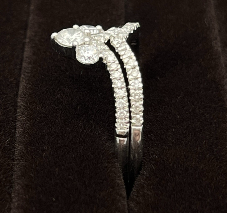 3.86g 10k White Gold Diamond Double Band Stacking Ring Size 8.5