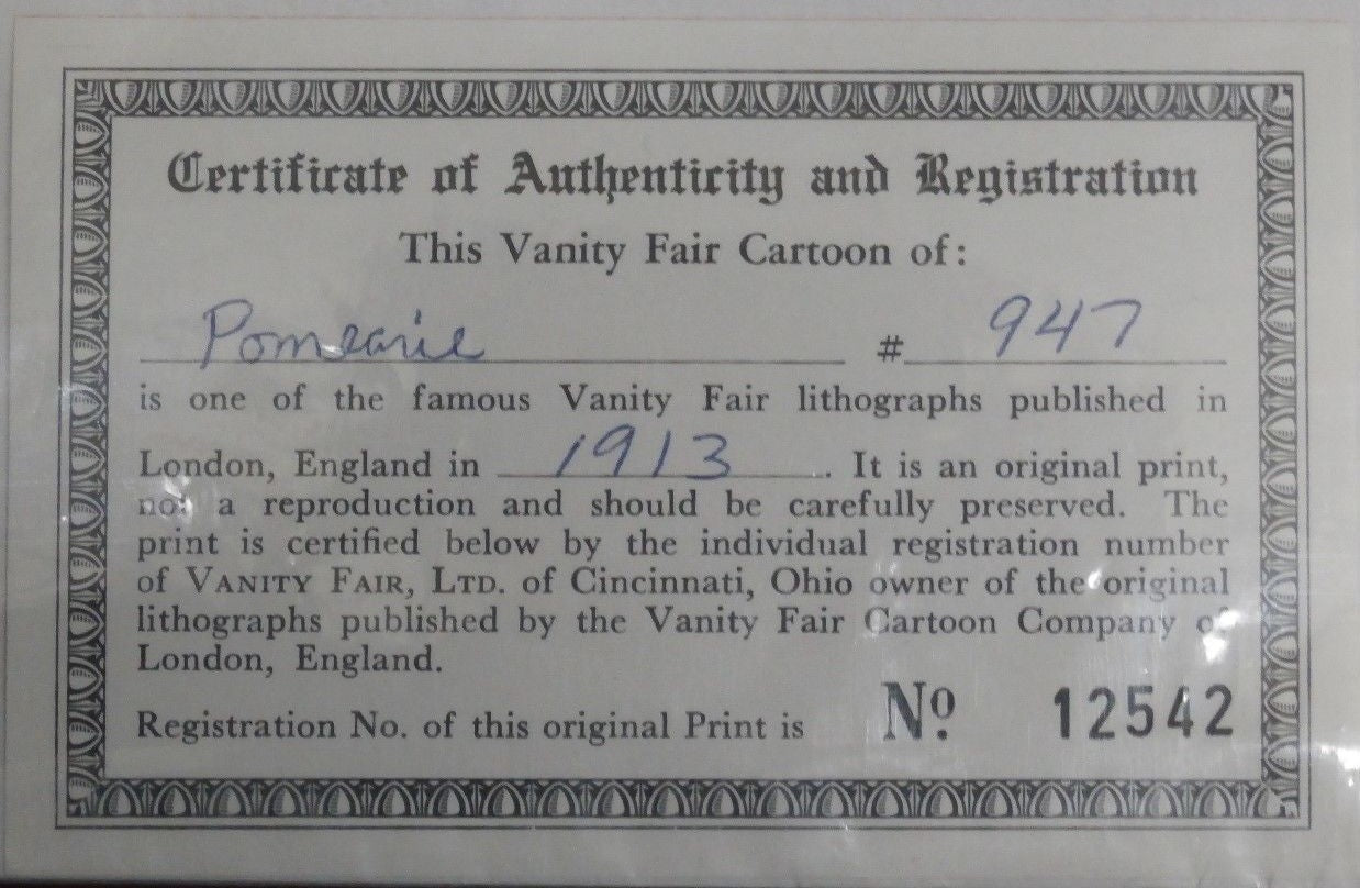 Antique Vanity Fair Print 1913 French President Poincare "Messieurs !" by OWL