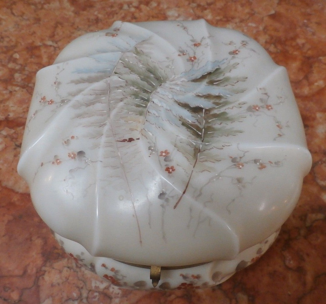 19th c Wave Crest Jewel Casket CF Monroe Conn Helmschmid Swirl 7" Hand Painted