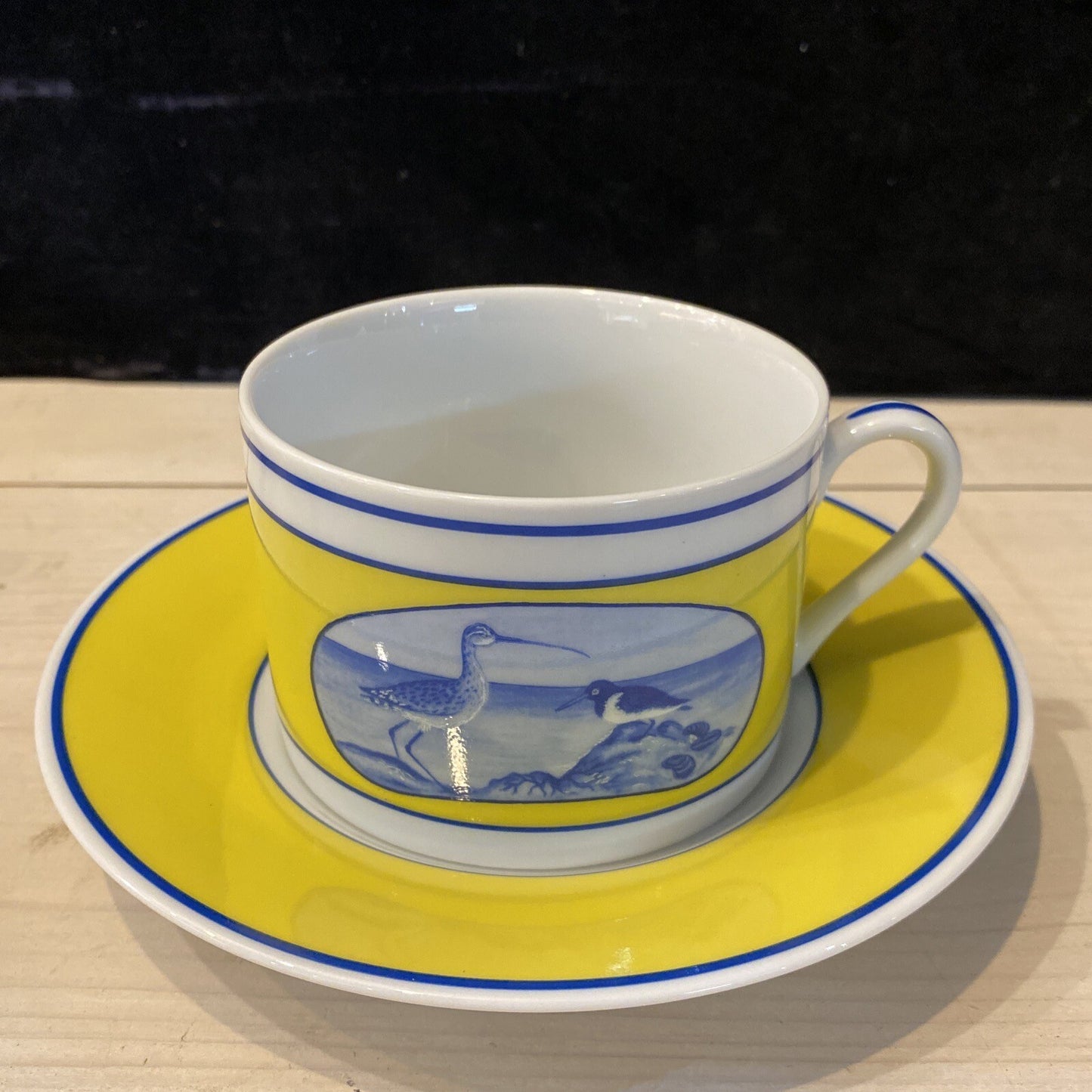 Costa Azzurra “Lynn Chase” Flat Coffee Tea Cup & Saucer  Beach