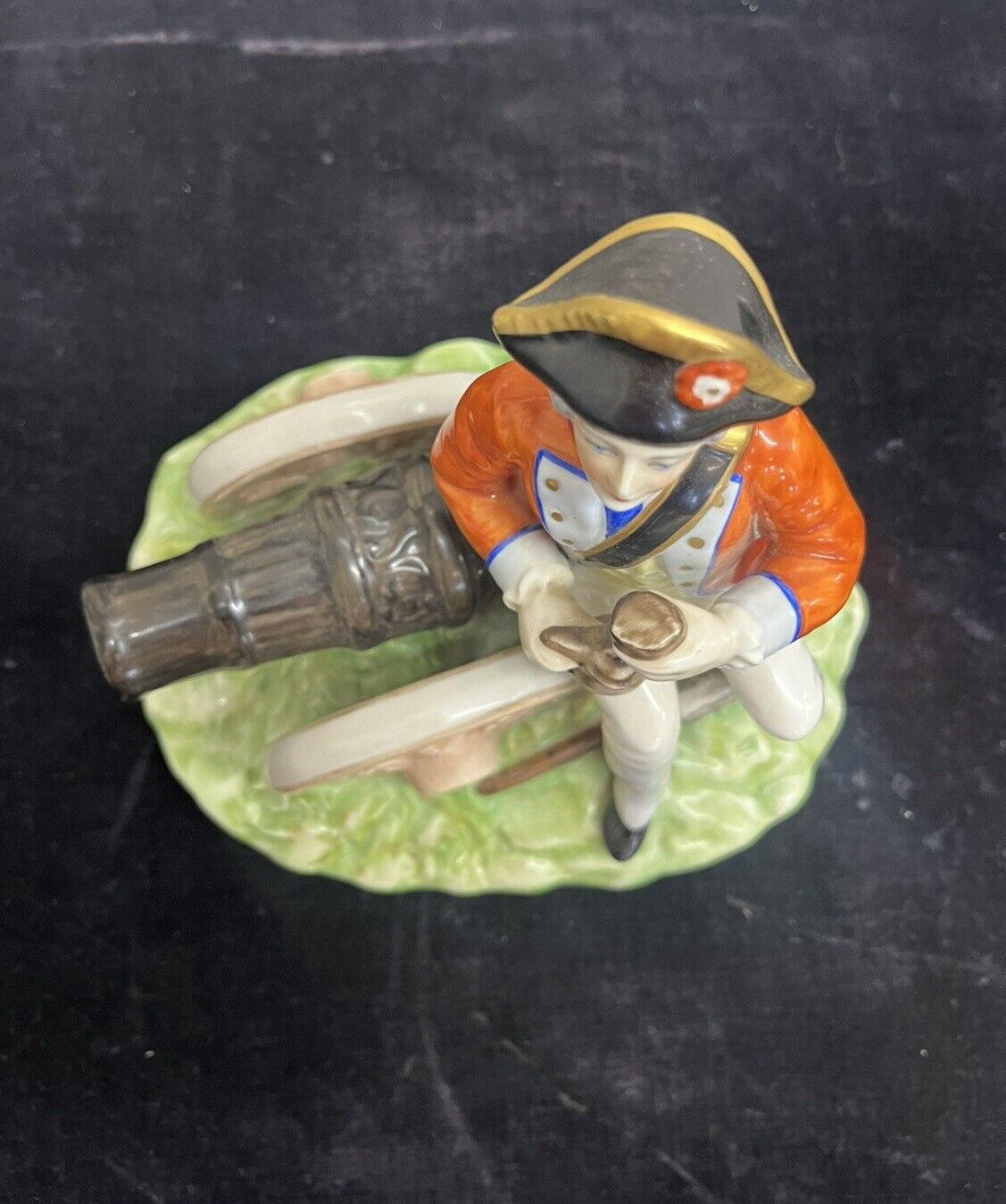 1839 Capodimonte Porcelain Soldier with Cannon 7.5" Tall