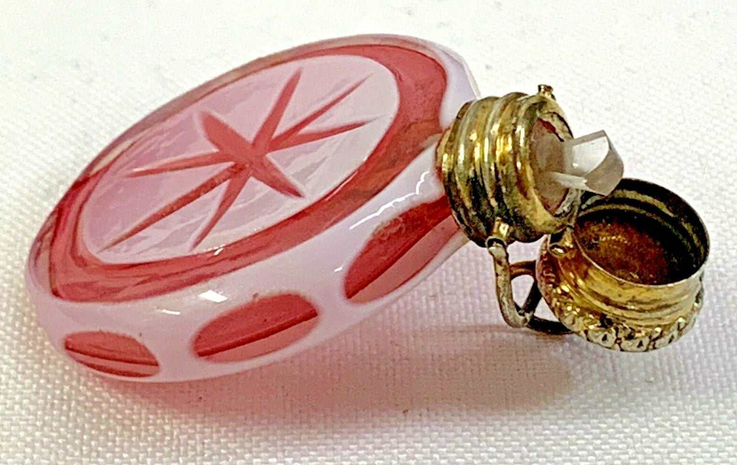 Antique 1880 Miniature French Cranberry Chatelaine Perfume Scent Bottle Sterling