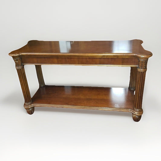 Mahogany Tiered Console Entryway Sofa Couch Table Fluted Columns