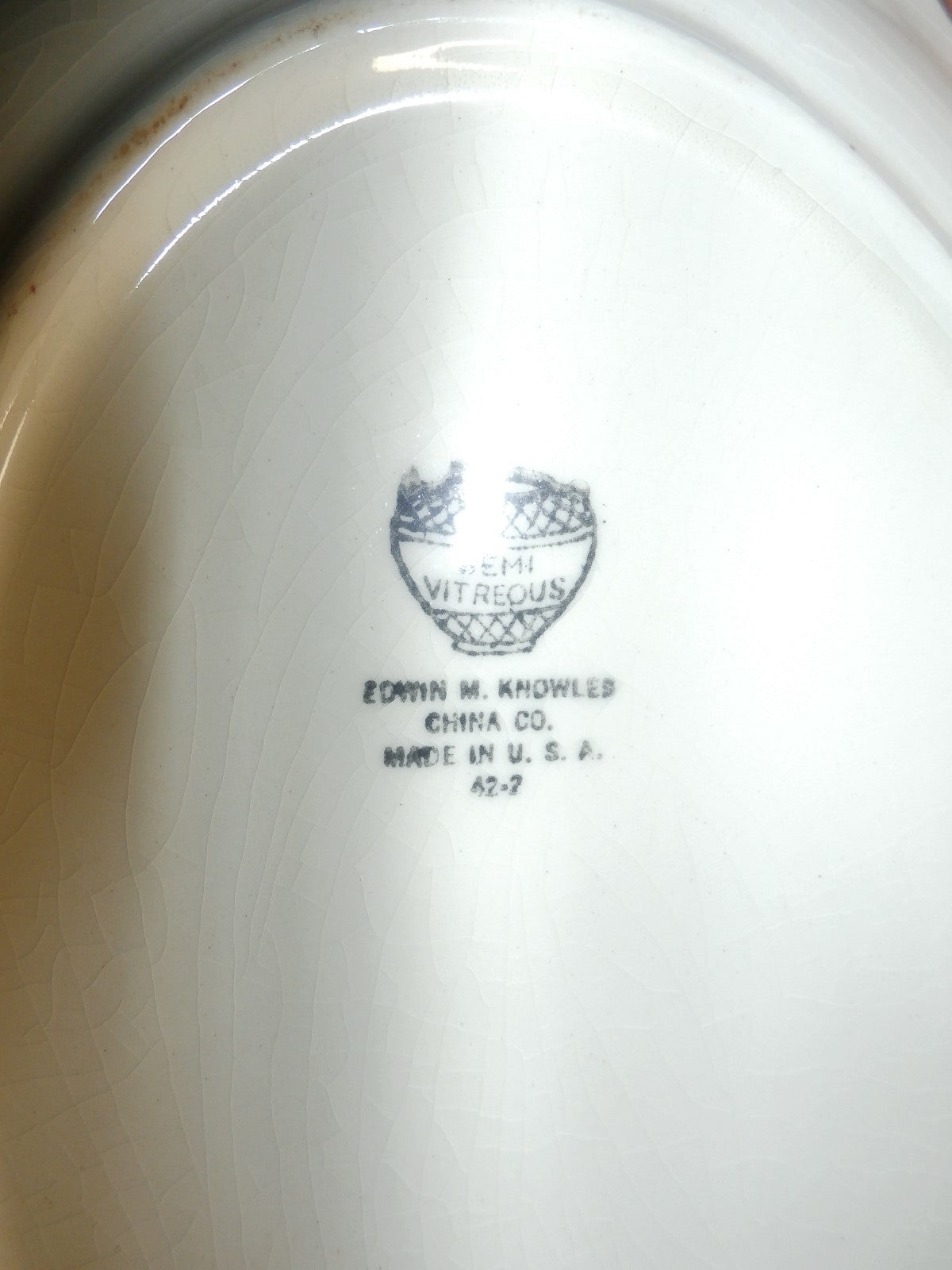 51 Pc. Edwin M Knowles Semi Vitreous Gold Floral China Set Service for 8 plus