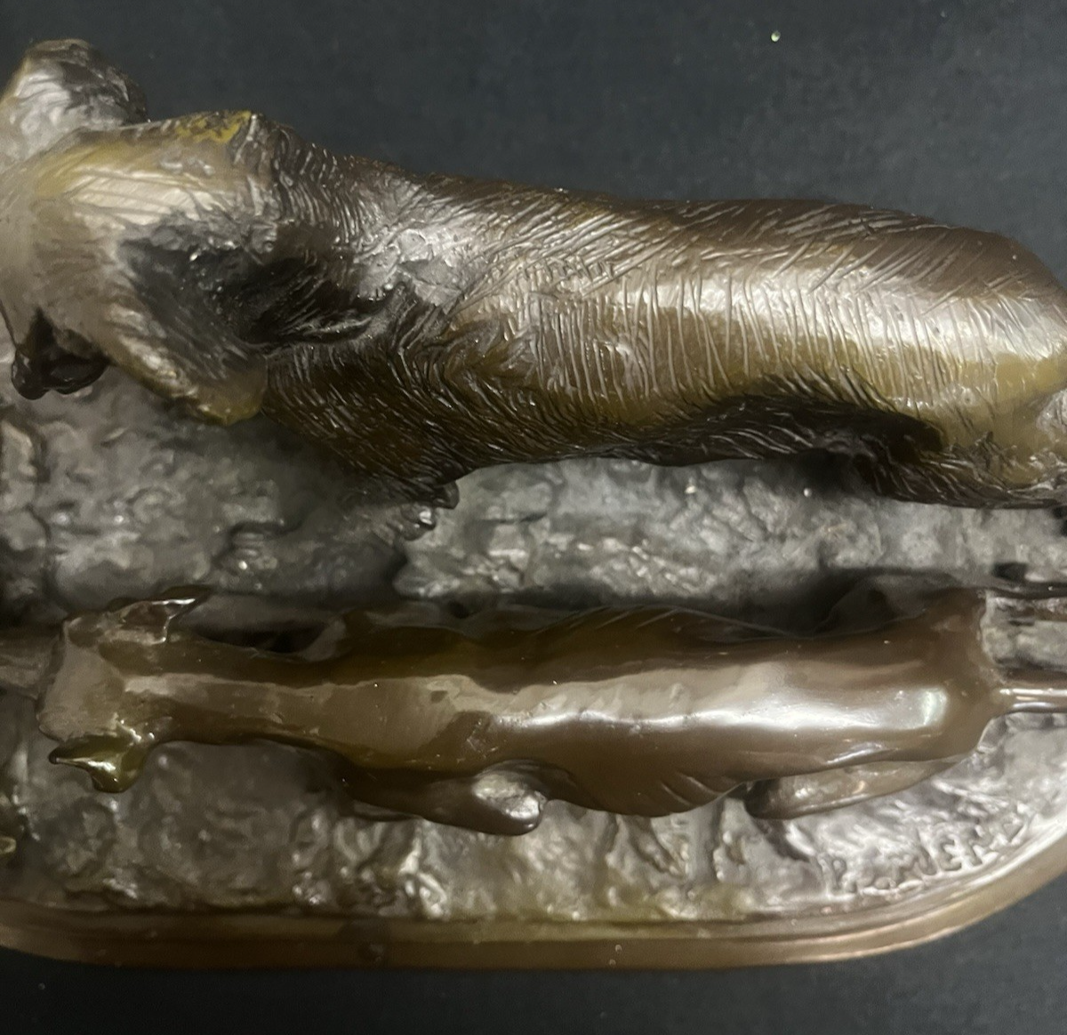 Signed Pierre-Jules PJ Mêne Bronze Hunting Hounds Dogs Duck Sculpture 16" PB10