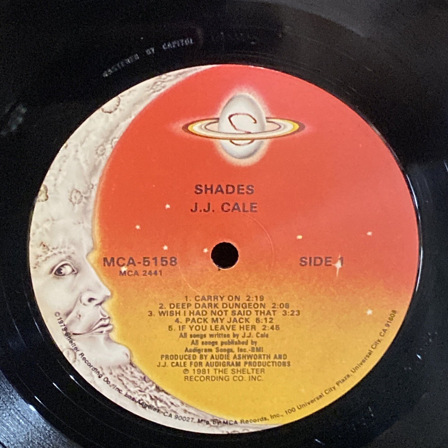 STAMPED PROMO FIRST PRESS 1979/1981 release J.J. CALE Shades SHELTER MCA-5158