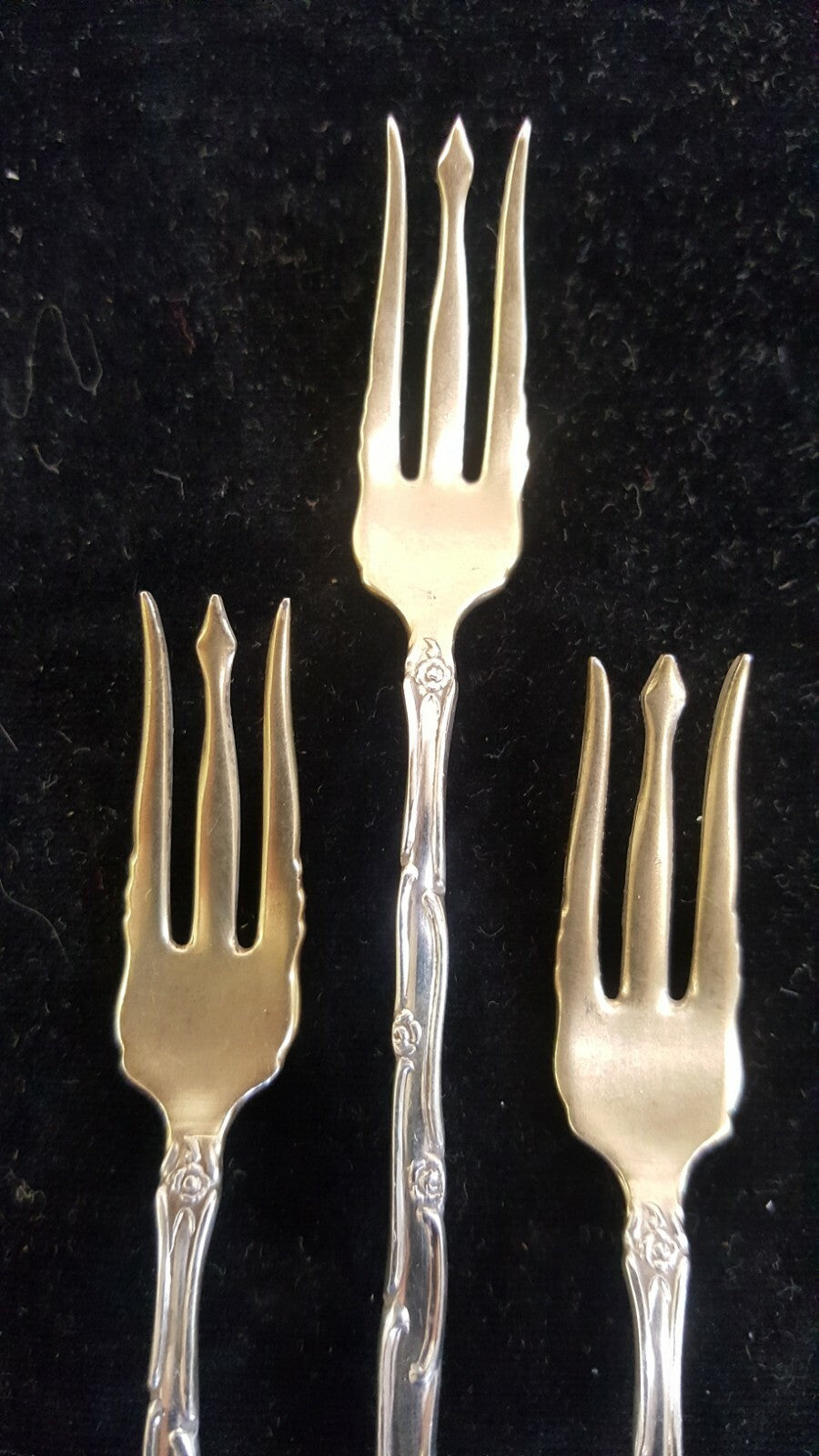 3 Towle Sterling Silver Old English Pattern Cocktail Seafood Fork NM Barbed Tine