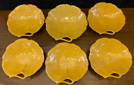 Laure Japy Porcelain Leaf Plate Bowl Set Of 6 Yellow Limoges France
