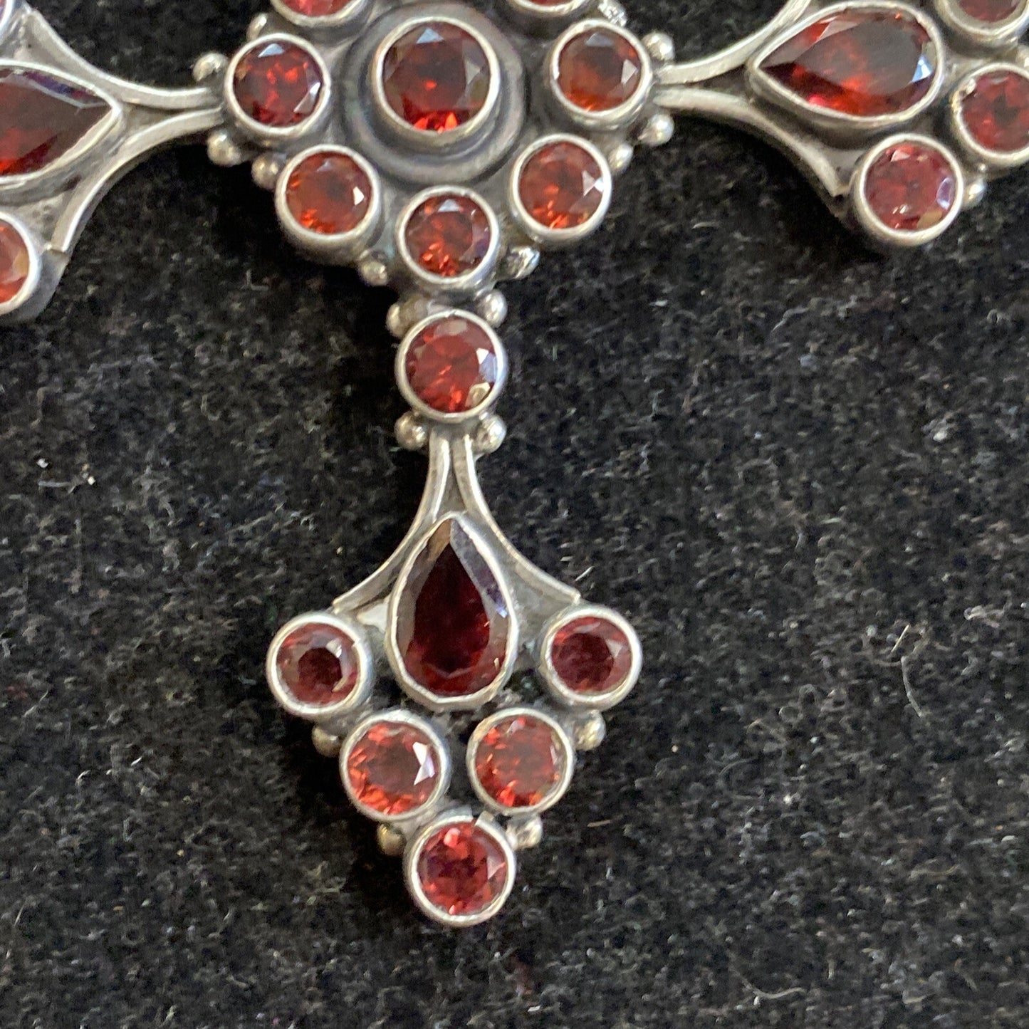 Sterling Silver 925 Garnet Stone Cross Pendant 20g
