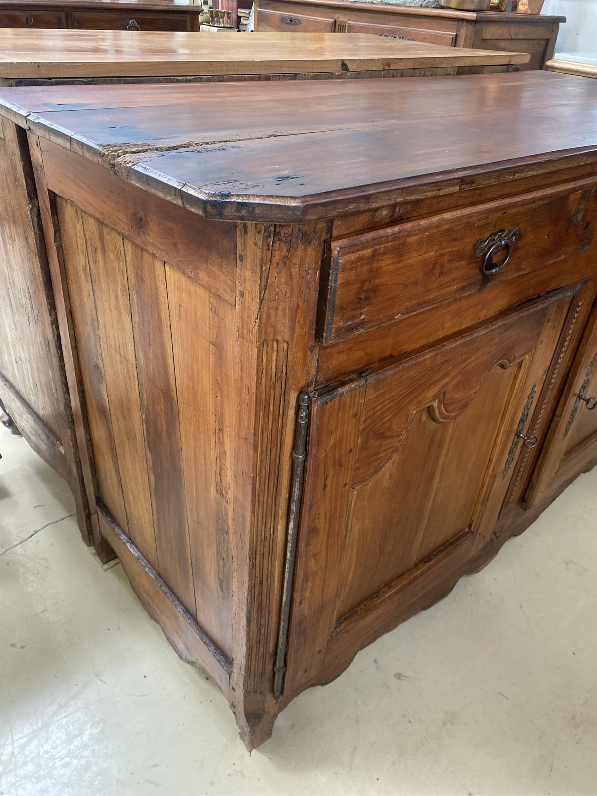 French Provincial Louis XV Inlaid Cherry Chest Commode Sideboard, 19th c. A11
