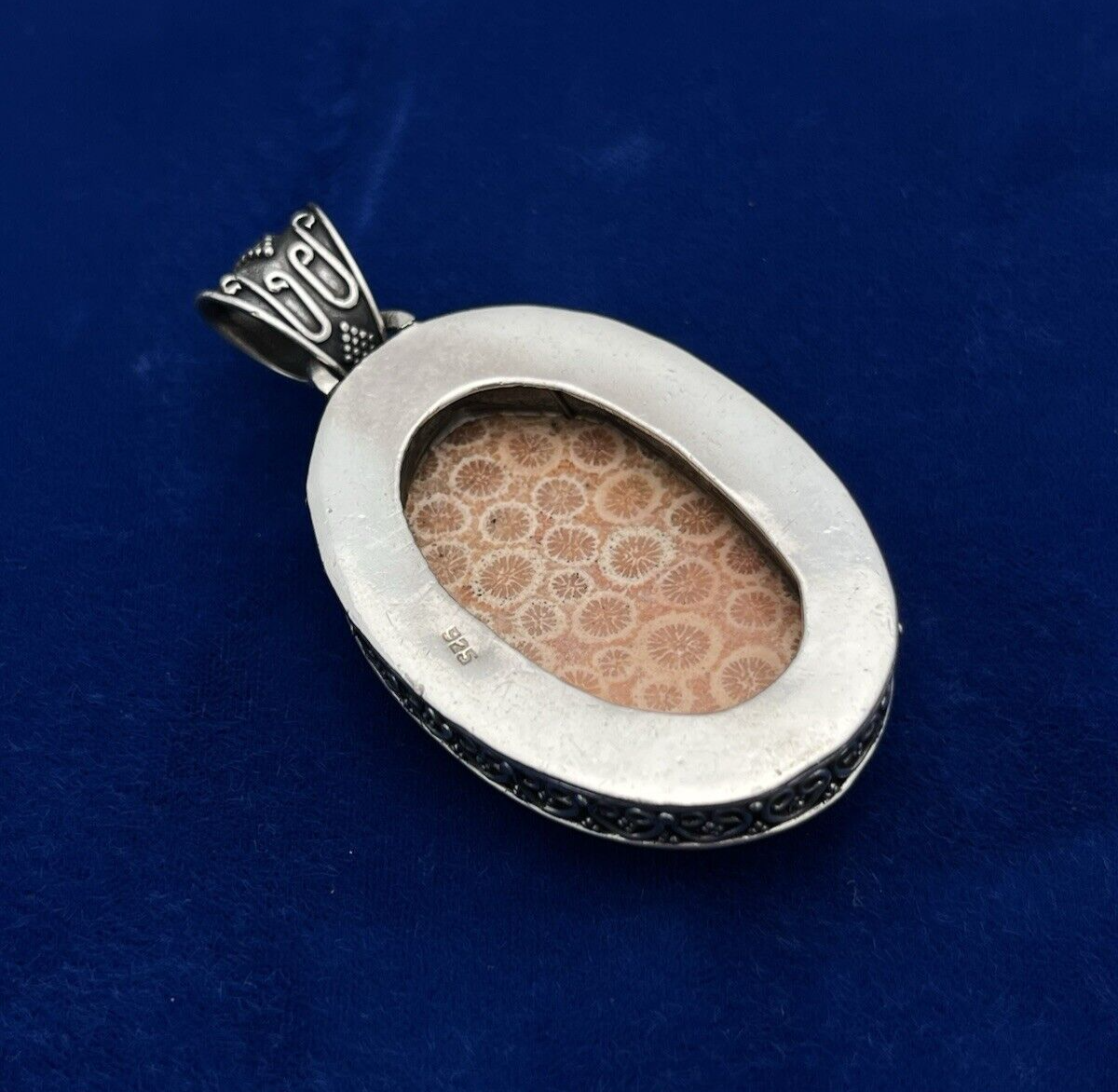 Sterling Silver Fossilized Bali Coral Pendant 30.2g